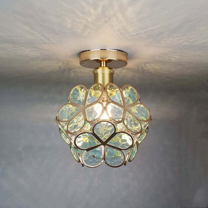 Artystyczna szklana lampa sufitowa z motywem kwiatowym - FlowerHall