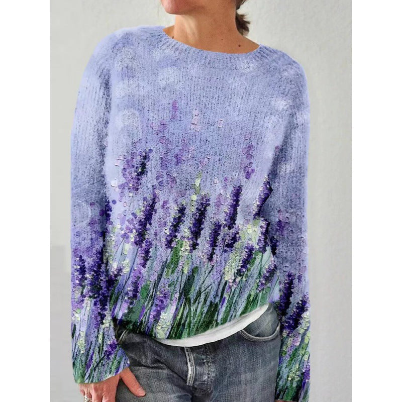 Sweter w kwiaty z żywymi kolorami - Florina