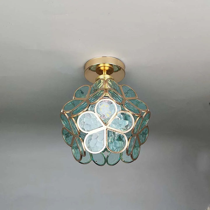 Artystyczna szklana lampa sufitowa z motywem kwiatowym - FlowerHall