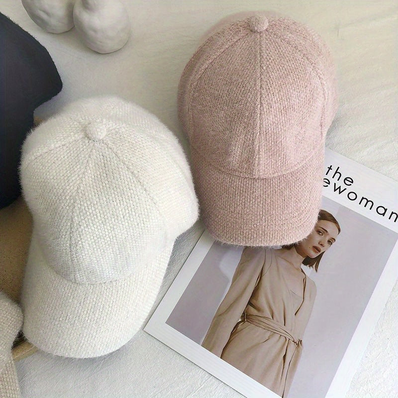 Warme dames baseballcap met imitatiebont voor de herfst en winter - Lorena