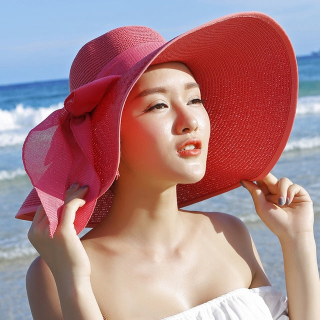 Women's straw hat with sun protection – Candy