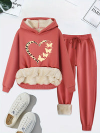 Warm Two-Piece Women's Set with Heart Print - Bella