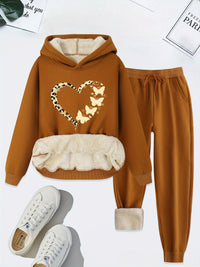 Warm Two-Piece Women's Set with Heart Print - Bella