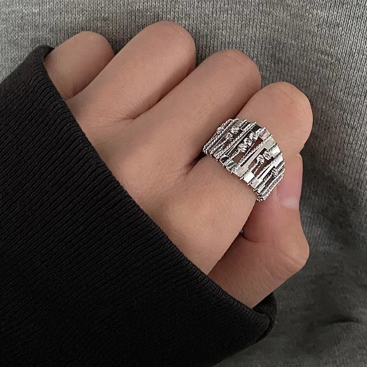 Stylish Openwork Pearl Ring - Alina