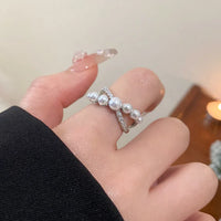 Verstelbare Vintage Ring met Zirkonia en Parel - Isadora