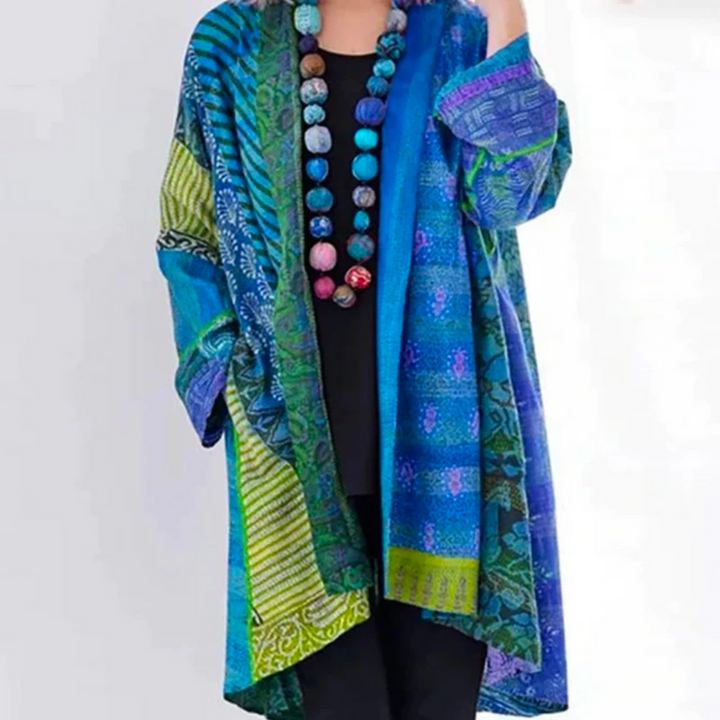 Boho Autumn Cardigan with Colorful Pattern – Maravilla