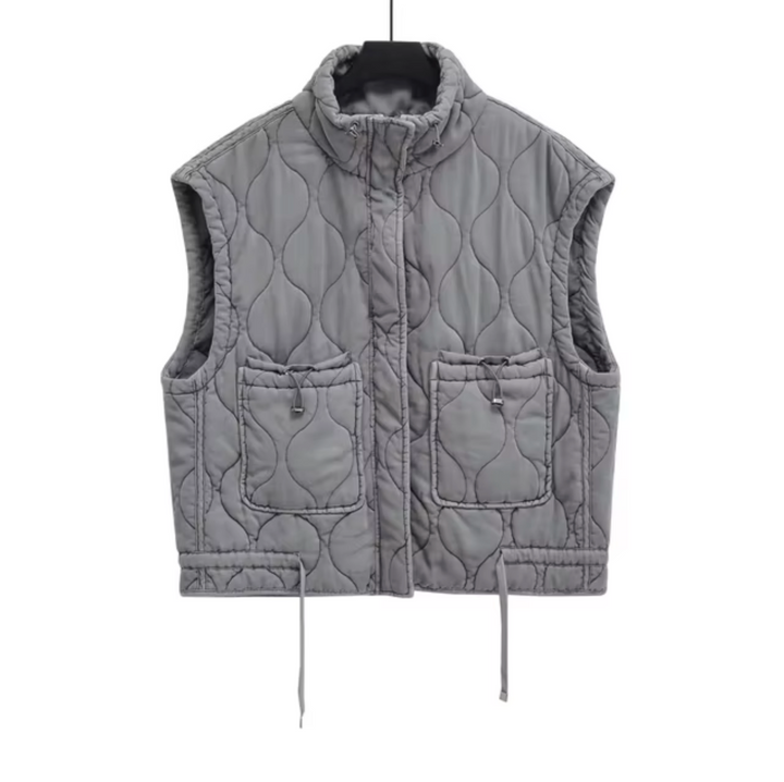 Grijze Mouwloze Katoenen Bodywarmer – Thalia