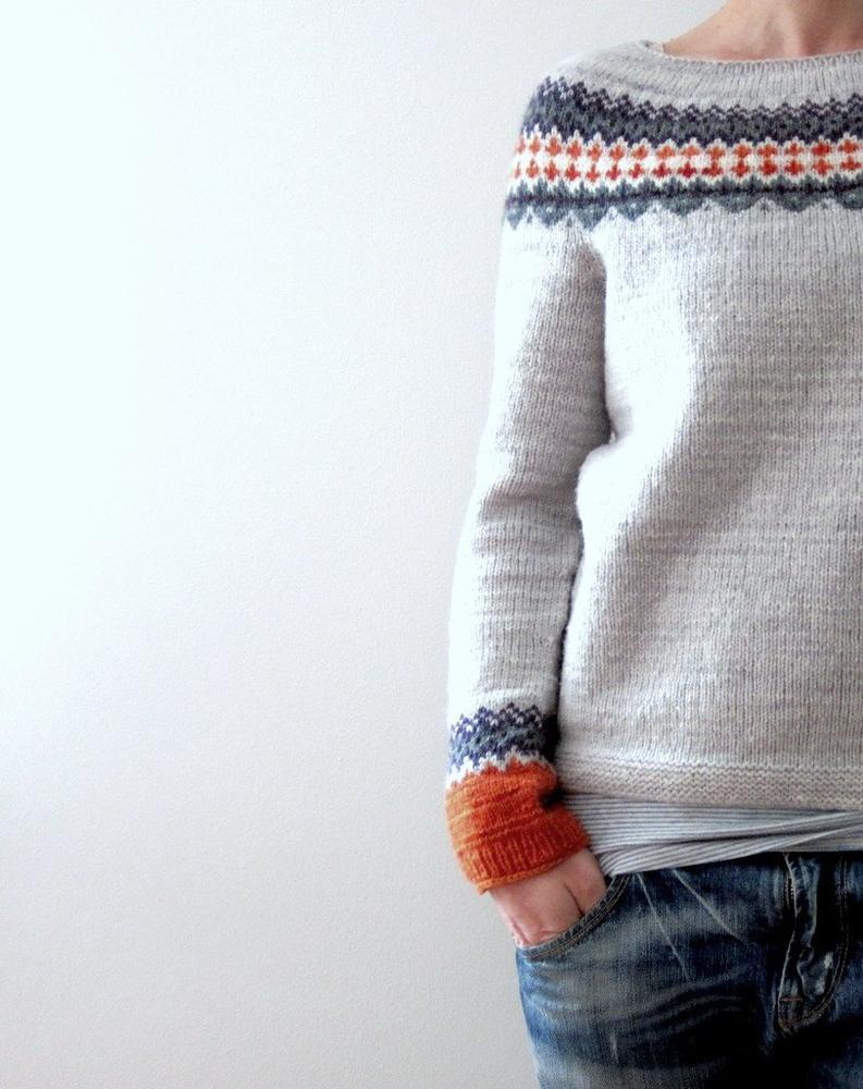 Skandynawski modny sweter z żywym wzorem - NordicChic