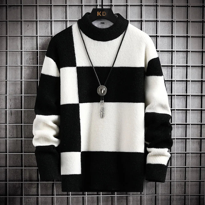 Sammy Jackson™ Color Patch Trui | Geruite gebreide trui