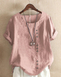 Effen T-Shirt met Korte Mouwen en Ronde Hals – Samantha