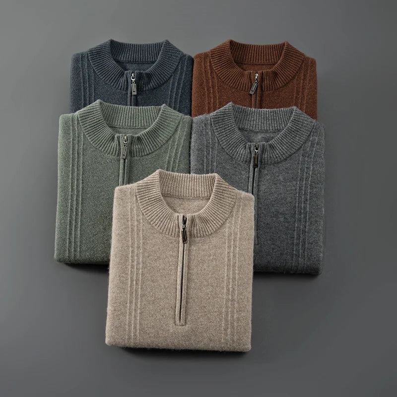 Ciepły casualowy sweter męski z półzamkiem - Logan