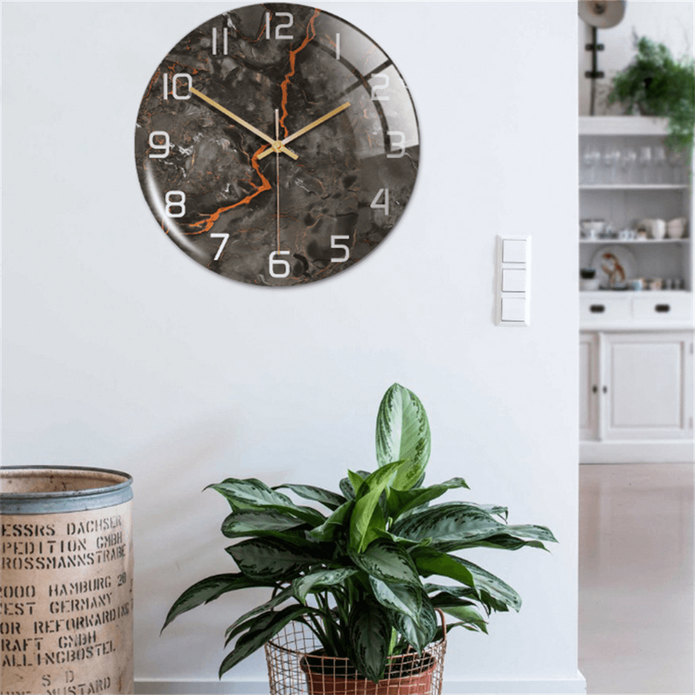 Stijlvolle Wandklok met Marmeren Textuur - MarbleTime