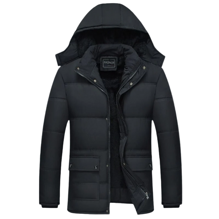 Zwarte Gewatteerde Heren Winterjas met Moderne Snit – Leon