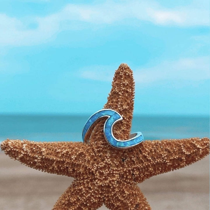 Ocean Waves Ring of Opal and Silver - Livia