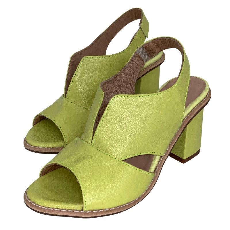 Dames leren sandalen met hak en comfortabel voetbed - Selina