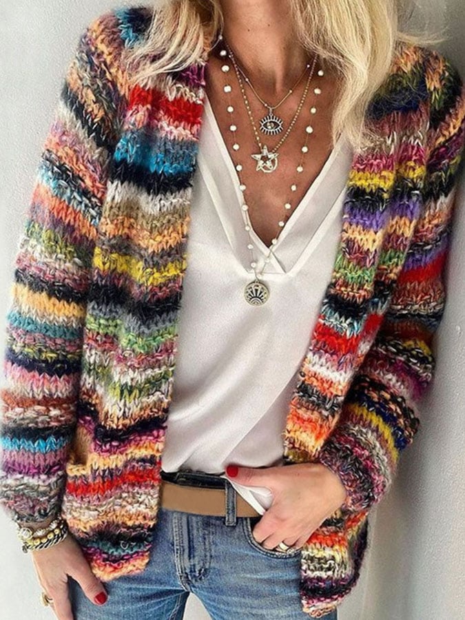 Knitted Colorful Cardigan