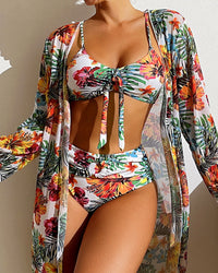 Three-Piece Bikini Set with Floral Print – Yara