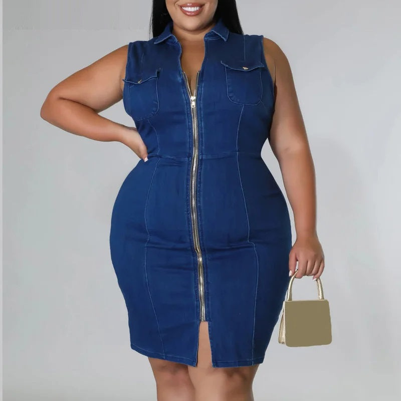 Sammy Jackson™ Helen Plus-Size Denim Dress | Trendy & Tough