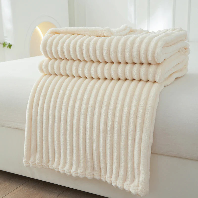 Wide Striped Flannel Fleece Blanket - CozyStripe