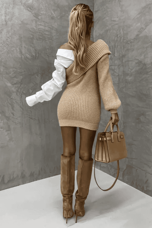 Knitted Dress with Attached Blouse – Elodie