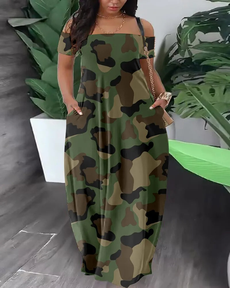 Sammy Jackson™ Tasha Plus-Size Safari Jurk | Kleurrijk & Stijlvol