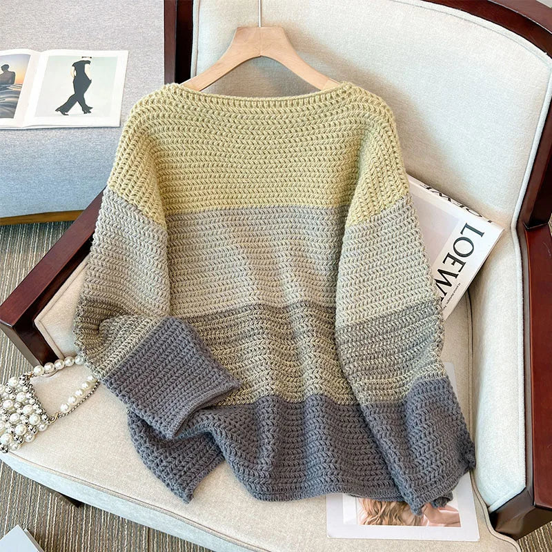 Oversized women's sweater with patchwork design – Melina