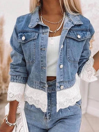 Blauw Patchwork Denim Jas - Rowena