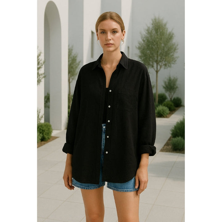 Linen Women's Blouse with Button Closure – Marise