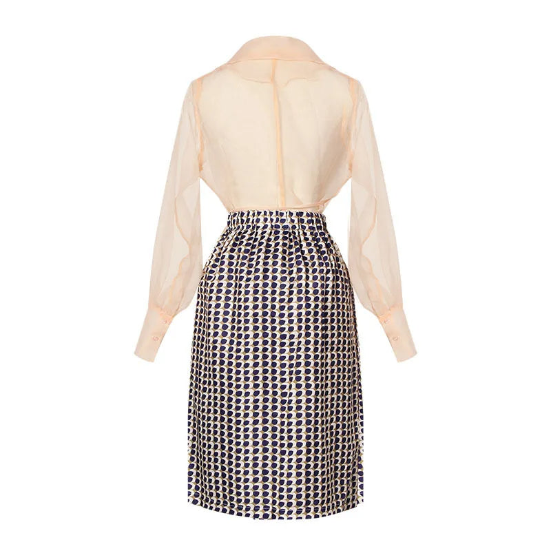 Two-Piece Chiffon Summer Set with Belt and Skirt – Maurelle