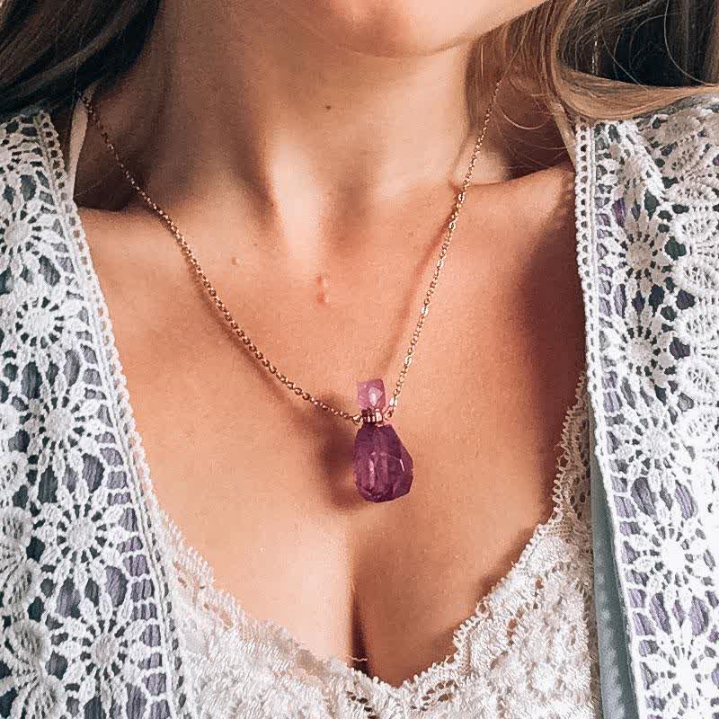 Crystal Perfume Bottle Necklace - Iris