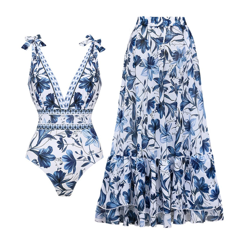 Stylish swimsuit set with skirt - Nele