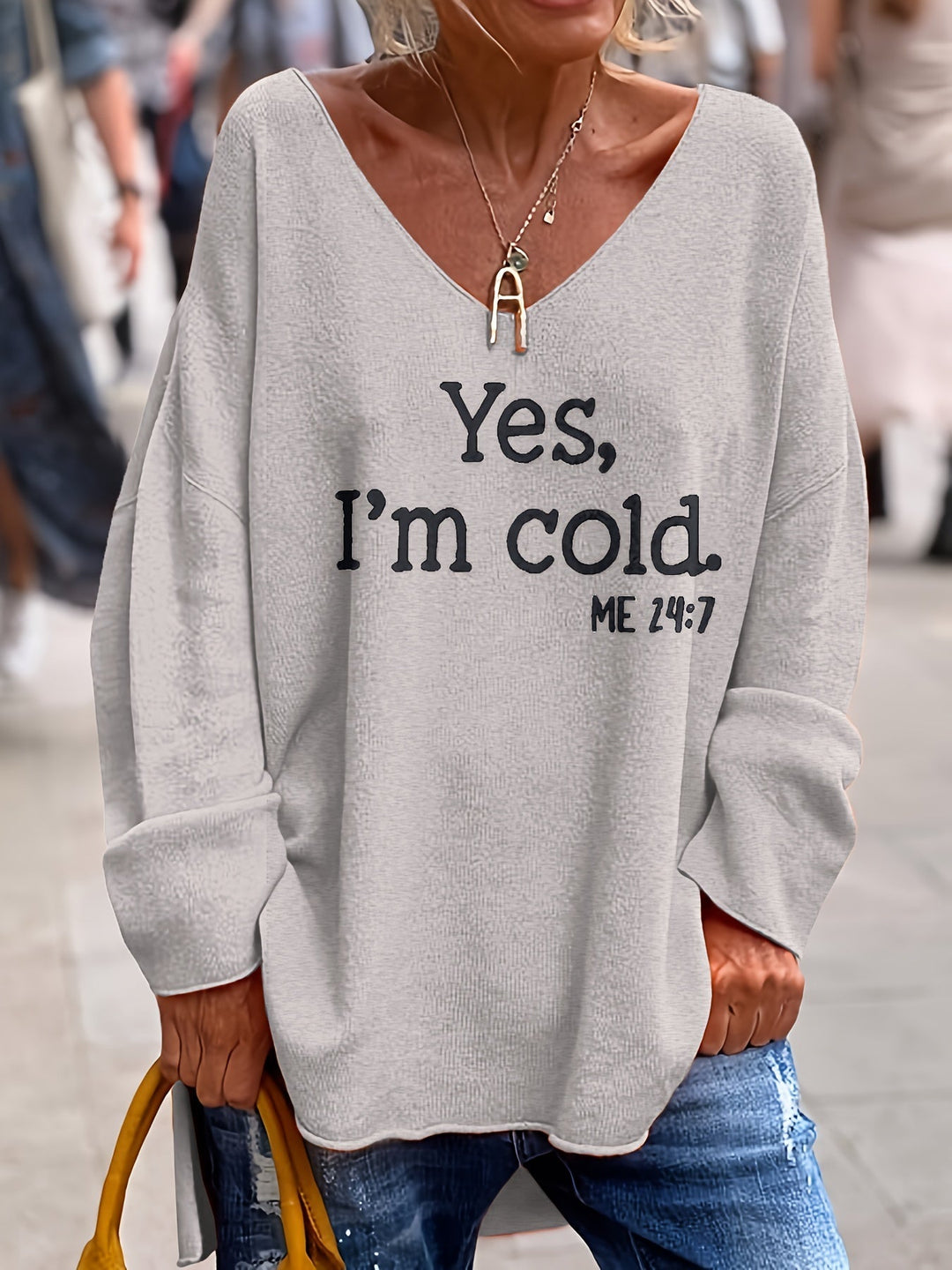 Oversized Dames Trui met V-hals & Patronen – Alenia