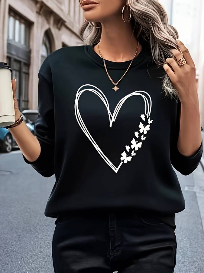 Women's Sweatshirt with Heart Print – Bonny