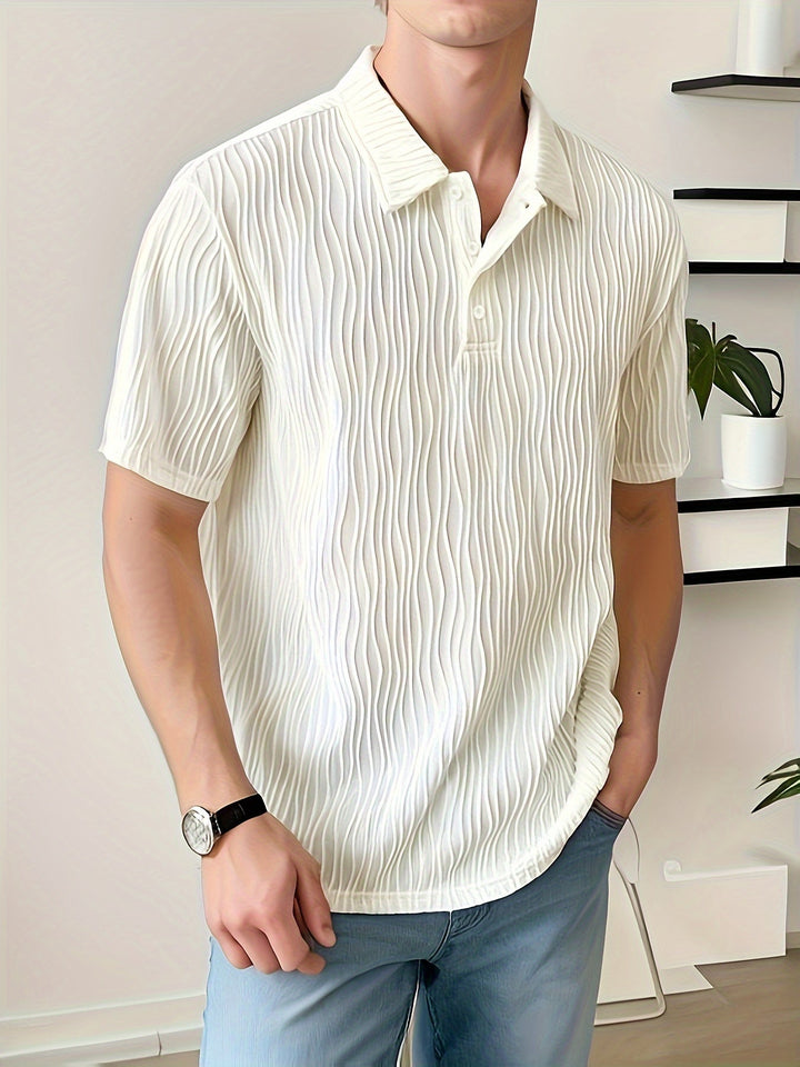 White Casual Striped Golf Shirt - Elias