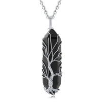 Stylish Crystal with Tree of Life Gemstone Necklace - Elara