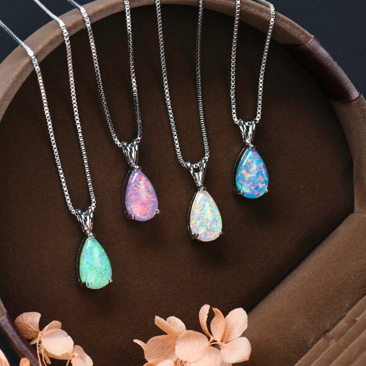 Minimalist Drop Opal Pendant Necklace - Selina