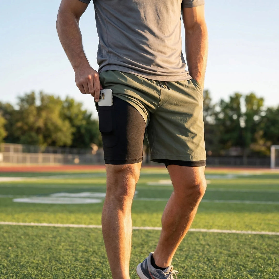 2-In-1 Men's Sport Shorts With Liner - Freddie
