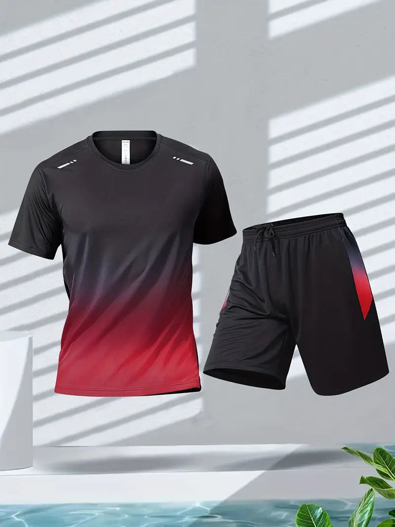 2-Piece Gradient Short-Sleeve Sports Set - Archie