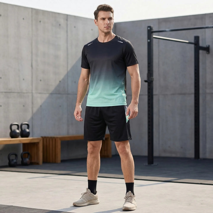 2-Piece Gradient Short-Sleeve Sports Set - Archie