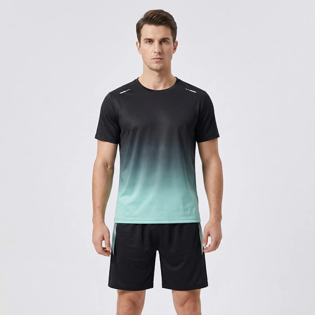 2-Piece Gradient Short-Sleeve Sports Set - Archie