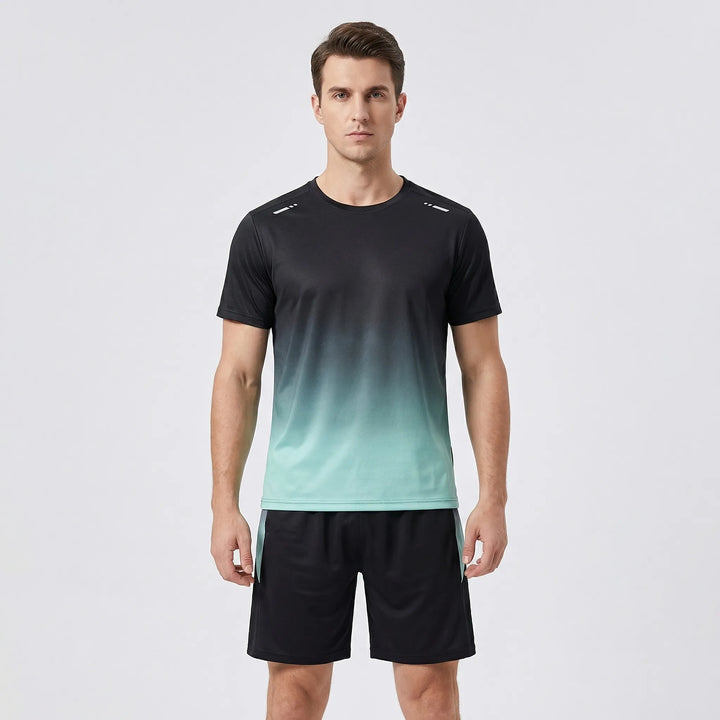 2-Piece Gradient Short-Sleeve Sports Set - Archie