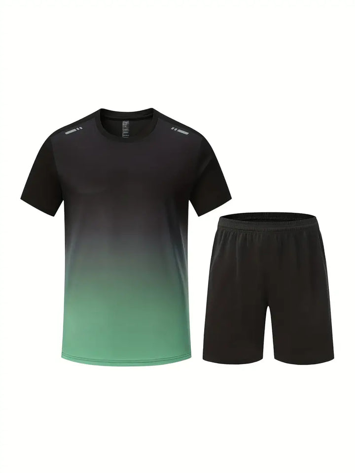 2-Piece Gradient Short-Sleeve Sports Set - Archie
