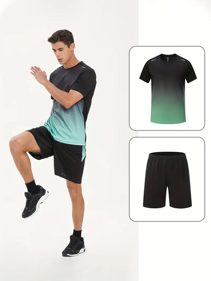 2-Piece Gradient Short-Sleeve Sports Set - Archie