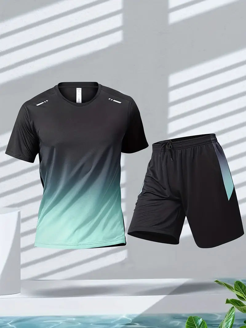 2-Piece Gradient Short-Sleeve Sports Set - Archie