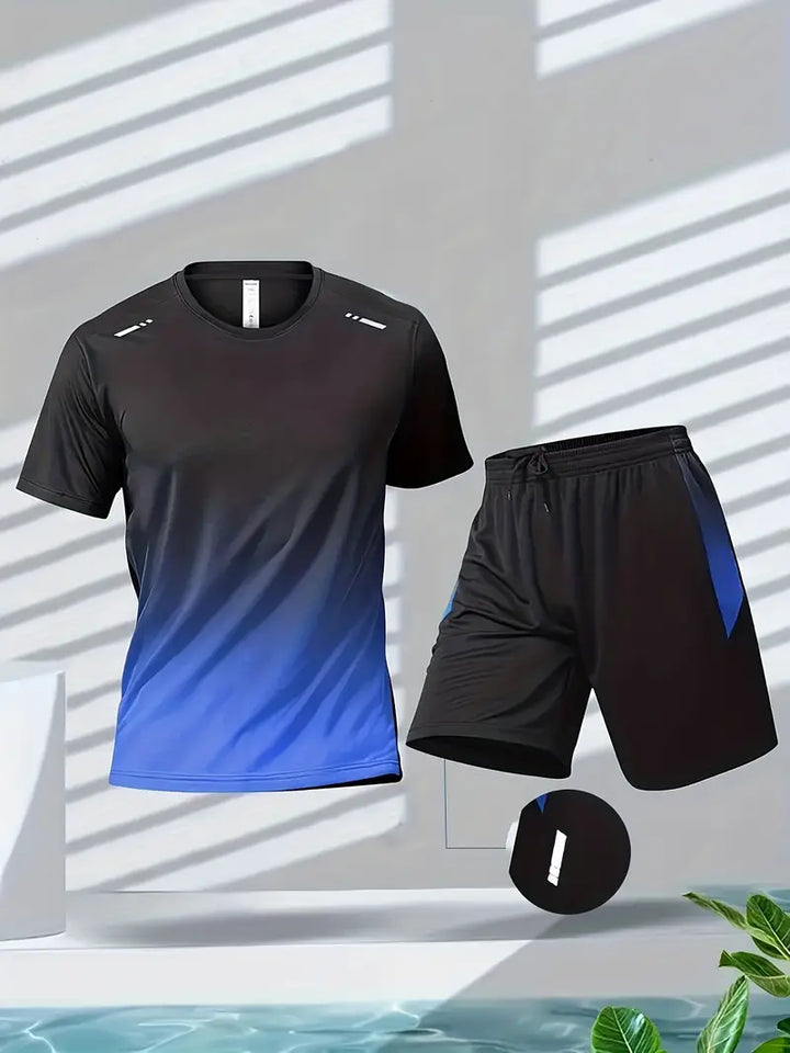 2-Piece Gradient Short-Sleeve Sports Set - Archie