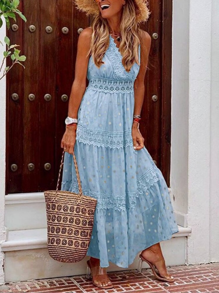 Lekka sukienka boho na lato w stylu Ibizy z dekoltem w serek – Niva