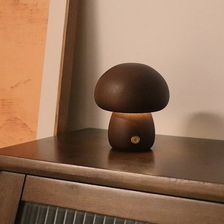 Drewniana lampka nocna LED w kształcie grzyba - GlowShroom