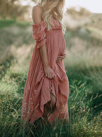 Boho Chic Sukienka ciążowa z dekoltem łódka - Elora