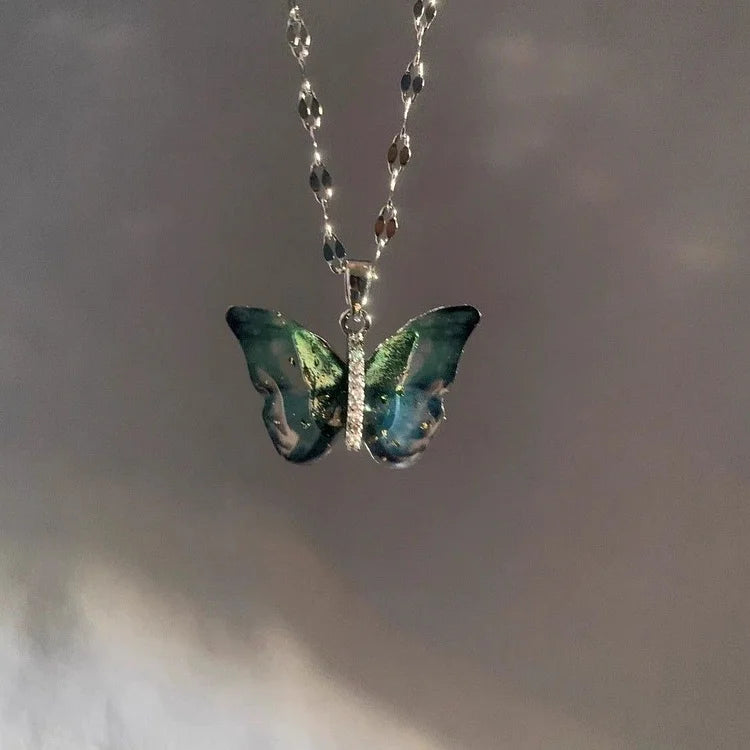Blue Butterfly Necklace - Elina