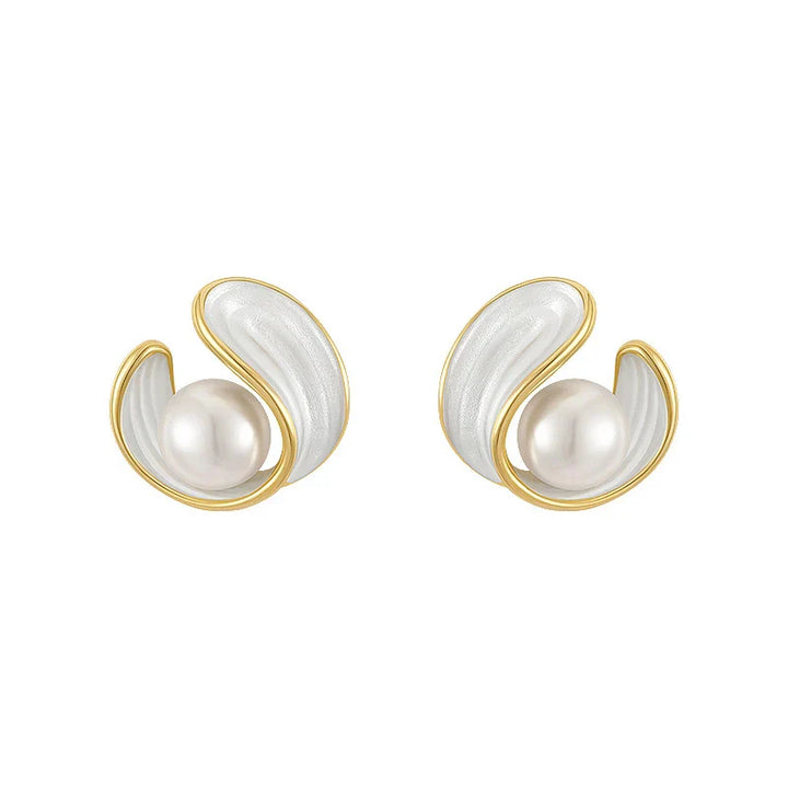Luxe Gouden Oorbellen met Witte Opalen en Parels - Saphira
